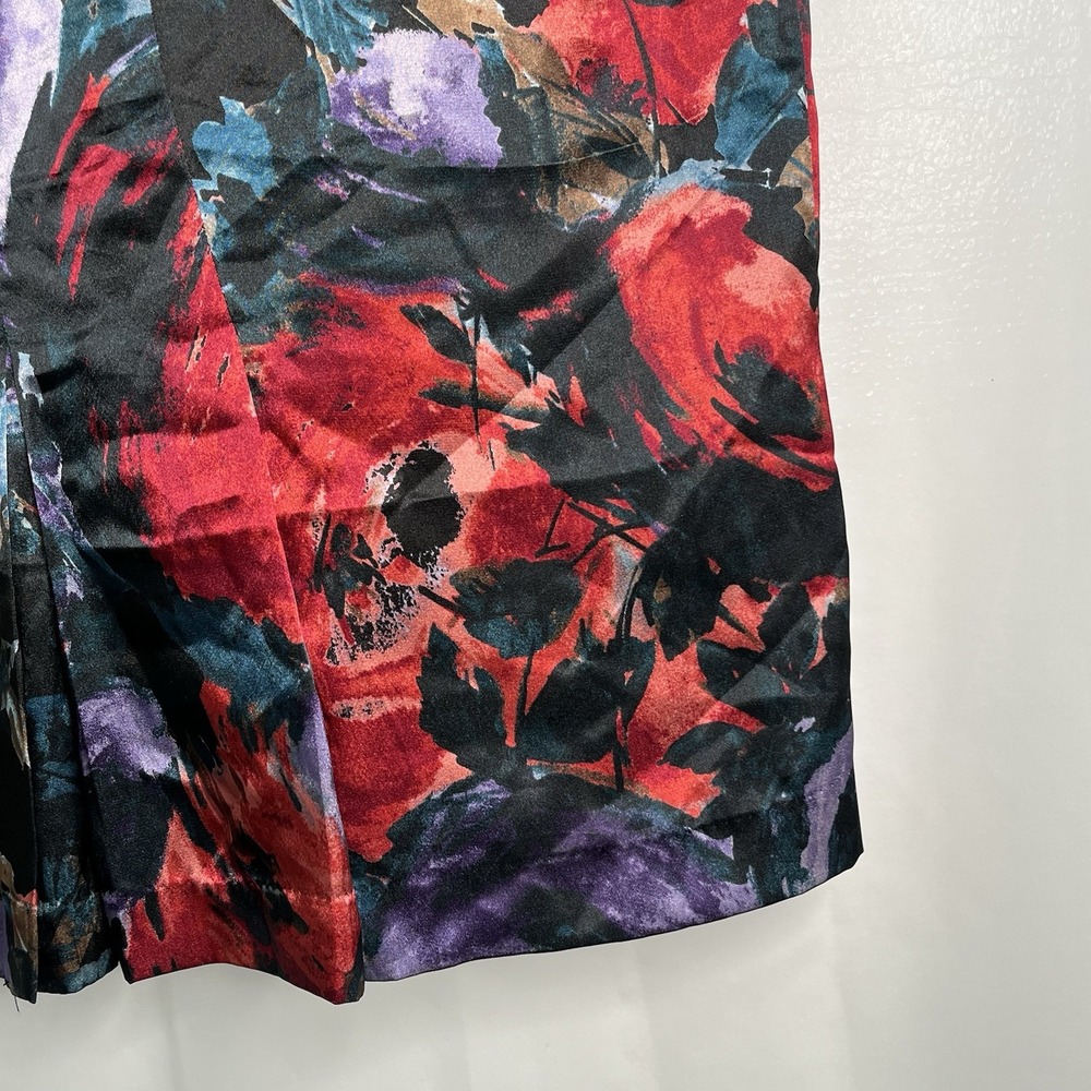 Jaclyn Black Red FLORAL Skirt 14 Marilyn Monroe Sexy Secretary Kick Pleat Artsy - Picture 13 of 16